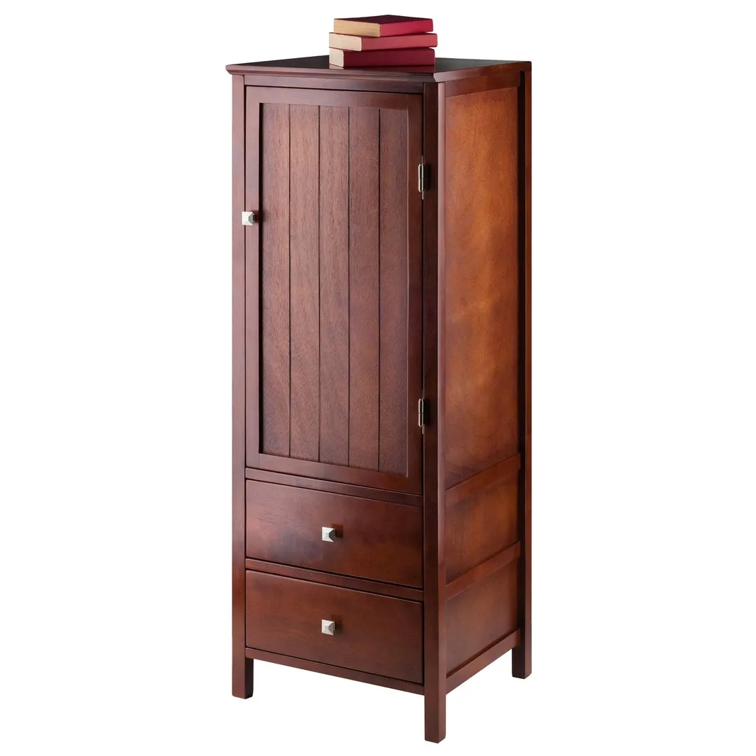 Winsome Wood Brooke Transitional Walnut Wood Curio Cabinet with 2 Drawers and 1 Door, photo 5 of 10