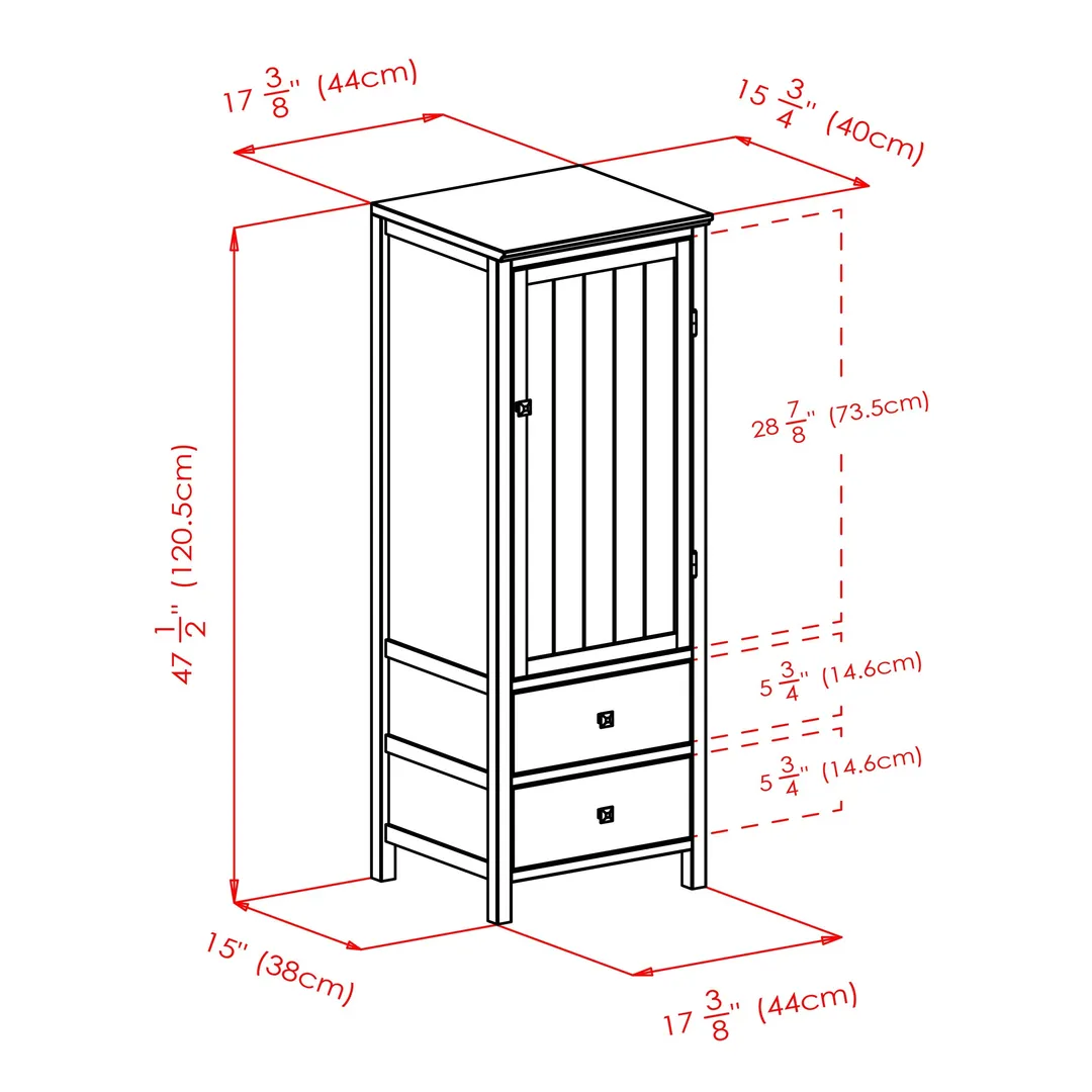 Winsome Wood Brooke Transitional Walnut Wood Curio Cabinet with 2 Drawers and 1 Door, photo 8 of 10