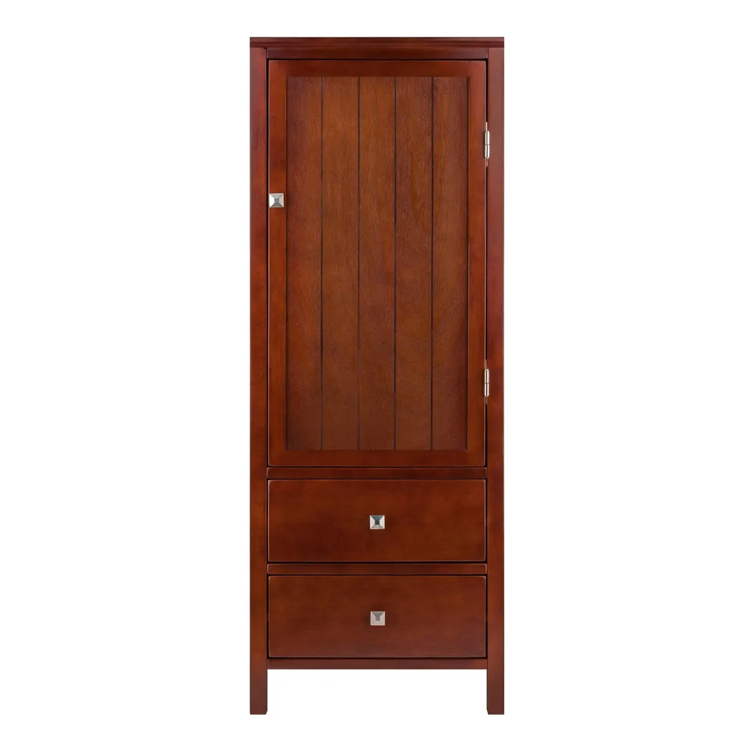 Winsome Wood Brooke Transitional Walnut Wood Curio Cabinet with 2 Drawers and 1 Door, photo 2 of 10