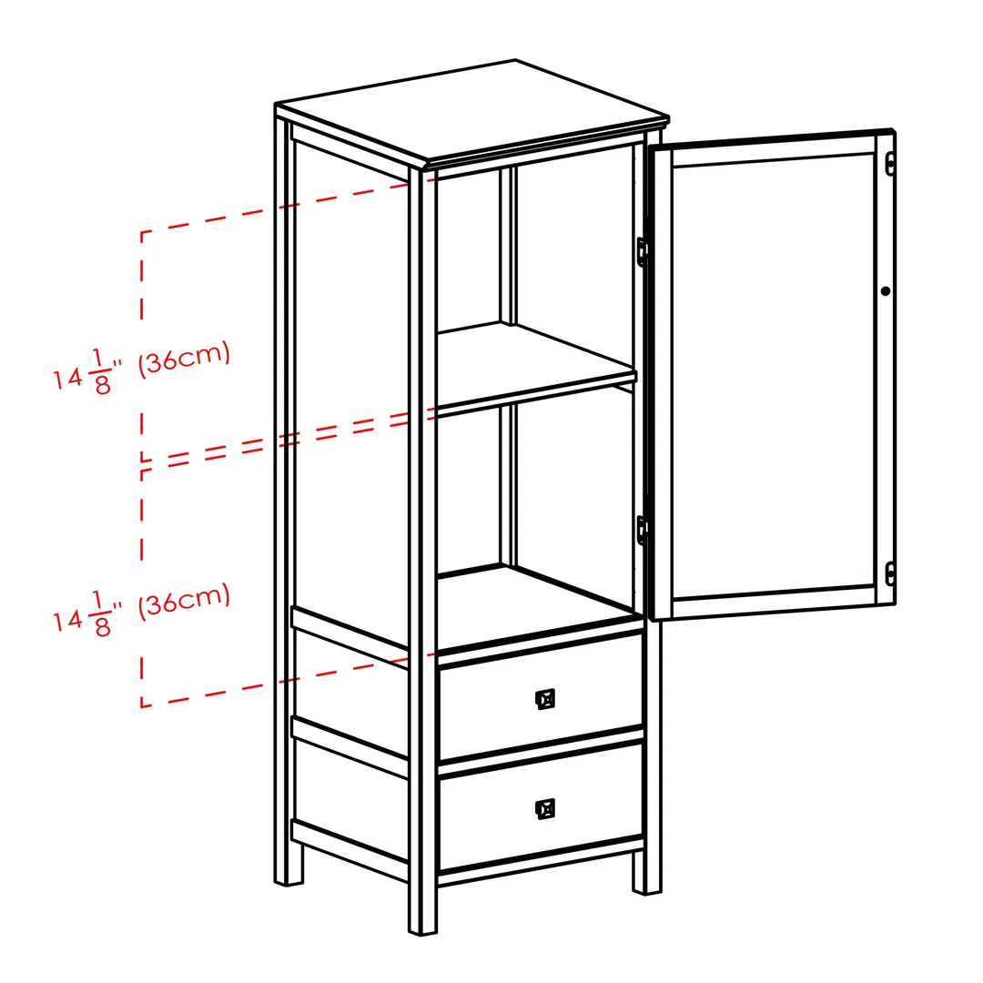 Winsome Wood Brooke Transitional Walnut Wood Curio Cabinet with 2 Drawers and 1 Door, photo 9 of 10