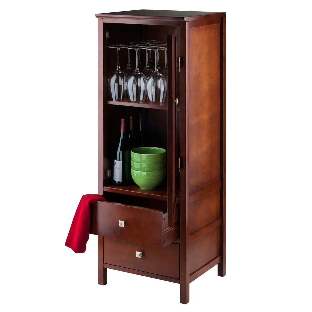 Winsome Wood Brooke Transitional Walnut Wood Curio Cabinet with 2 Drawers and 1 Door, photo 6 of 10