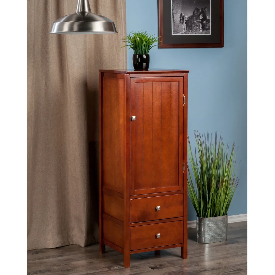 Winsome Wood Brooke Transitional Walnut Wood Curio Cabinet with 2 Drawers and 1 Door, photo 7 of 10