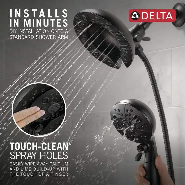 Delta Universal Showering Components Matte Black 5-Spray Dual Shower Head 1.75-GPM (6.6-LPM), photo 3 of 8