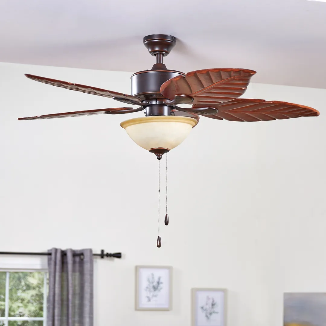 Harbor Breeze St Kitts 52-in Oil Rubbed Bronze LED Indoor/Outdoor Ceiling Fan with Light, 5 Hand-Carved Blades, photo 12 of 14
