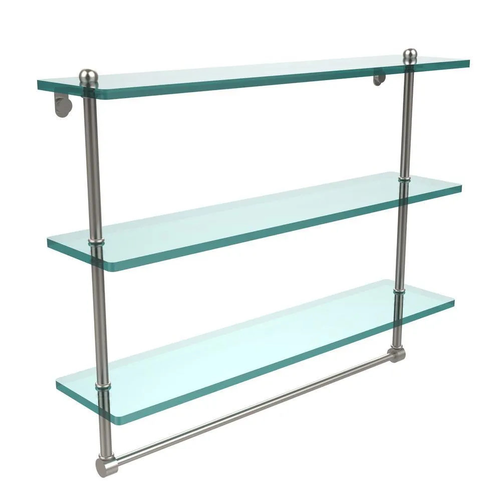 Allied Brass 22 in. L x 18 in. H x 5 in. W 3-Tier Clear Glass Bathroom Shelf with Towel Bar in Oil Rubbed Bronze, photo 4 of 15