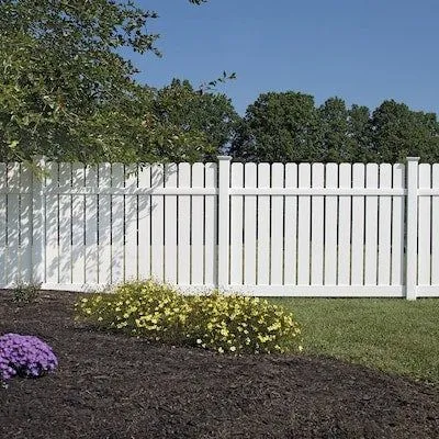 Ready-to-Assemble Lennox scallop 4 ft high · 8 ft wide White Vinyl Scallop Vinyl Fence Panel