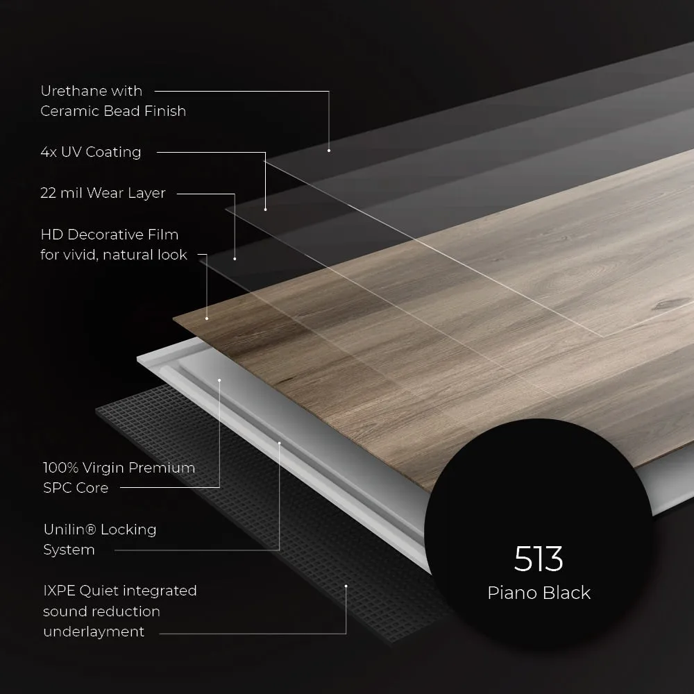 Lucida USA Maxcore Piano Black 28-mil x 7-3/32-in W x 48-in L Waterproof Interlocking Luxury Vinyl Plank Flooring (24.5-sq ft/ Carton), photo 14 of 19
