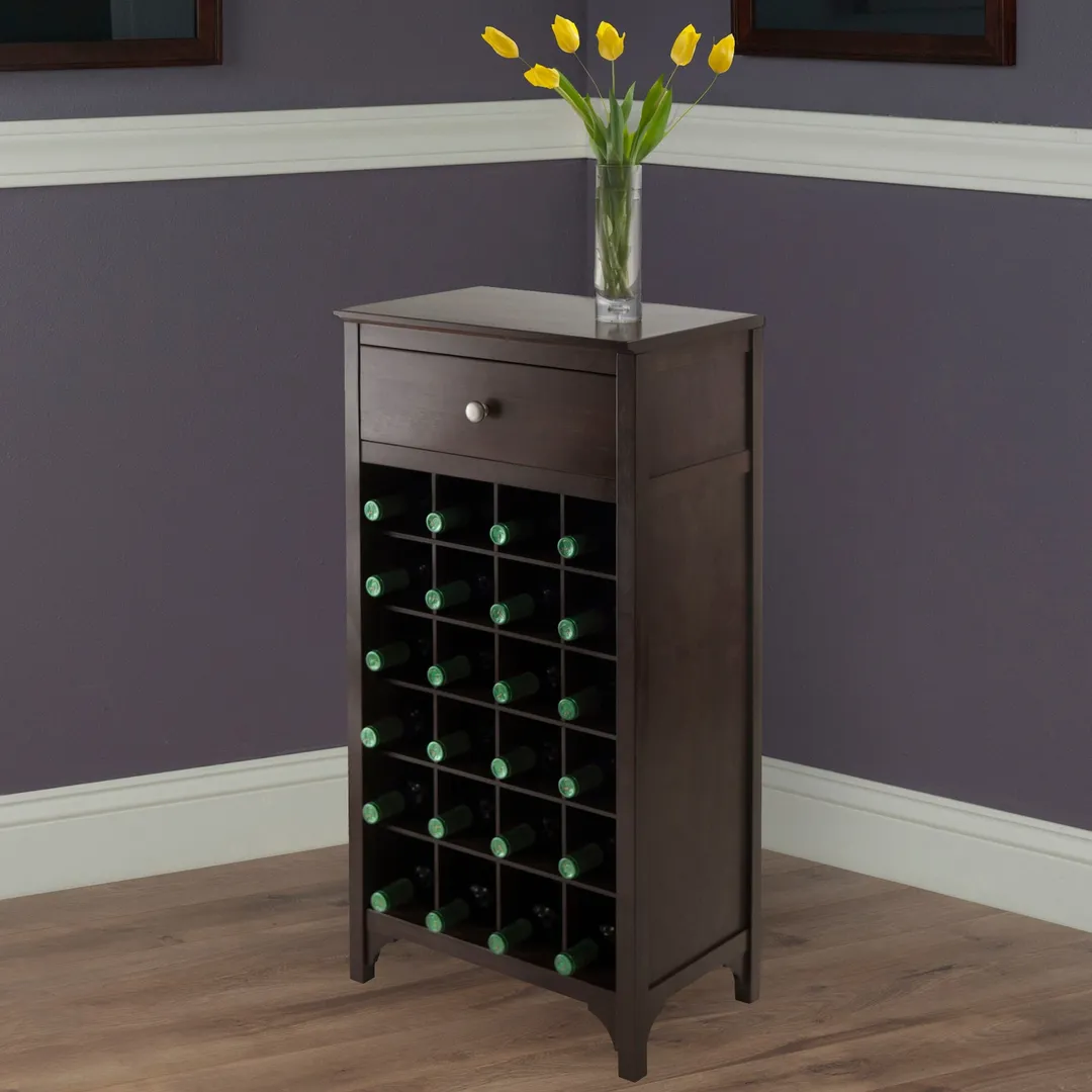 Winsome Wood 24-Bottle Espresso Wood Wine Cabinet, photo 7 of 9
