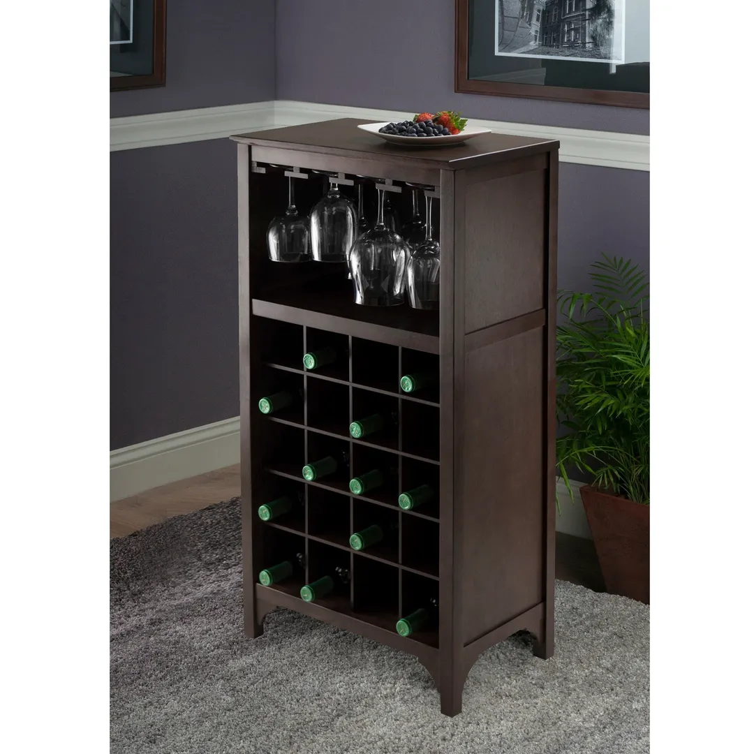 Winsome Wood 20-Bottle Espresso Wood Wine Cabinet, photo 6 of 8