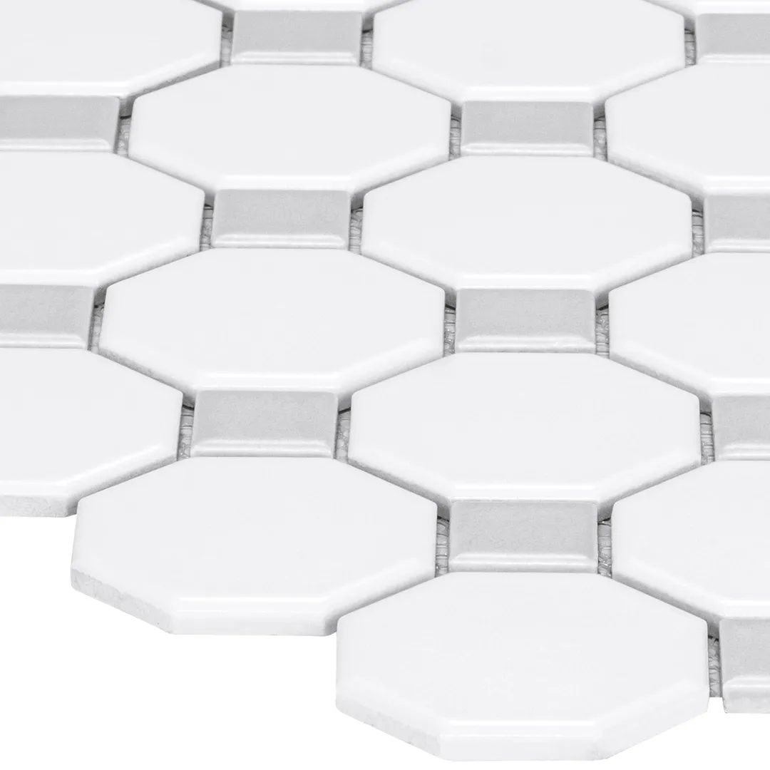 Satori Hudson Brilliant White and Gray 12-in x 12-in Matte Porcelain Mosaic Floor and Wall Tile (0.91-sq. ft/ Piece), photo 5 of 8