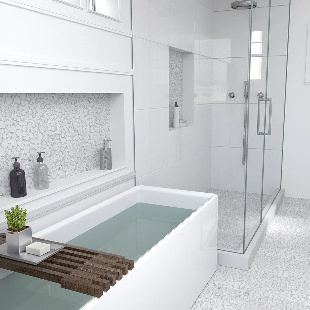Elida Ceramica Stonescape White Marble 12-in x 12-in Carrara-Look Recycled Glass Pebble Mosaic Floor and Wall Tile (1.001-sq ft per Piece), photo 5 of 8