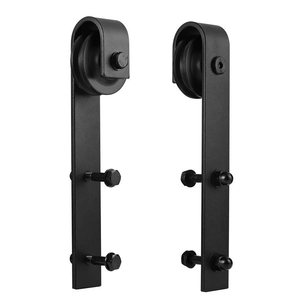 11.5 in. Black J-Shape Steel Barn Style Sliding Door Hardware Replacement Roller (2-Pack), photo 2 of 5