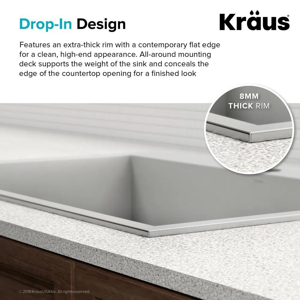 Pax Drop-In Stainless Steel 33 in. 2-Hole 50/50 Double Bowl Kitchen Sink, photo 6 of 15