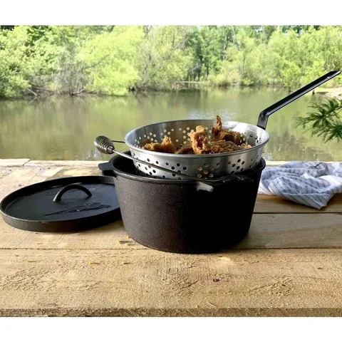 14 qt. Round Cast Iron Dutch Oven in Black with Lid
