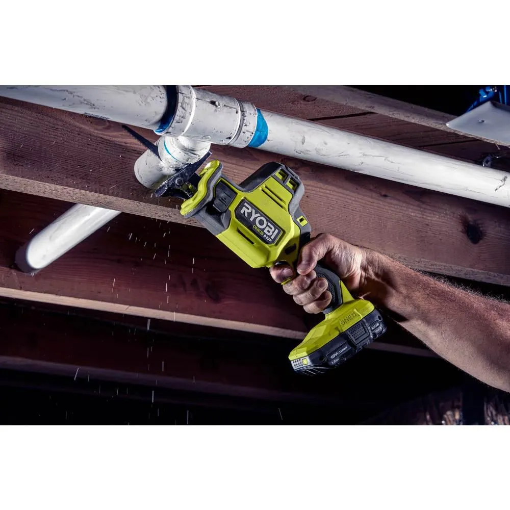 RYOBI ONE+ HP 18V Brushless Cordless Compact 1/4 in. Impact Driver and One-Handed Recip Saw Kit with (2) Batteries, Charger, photo 10 of 14