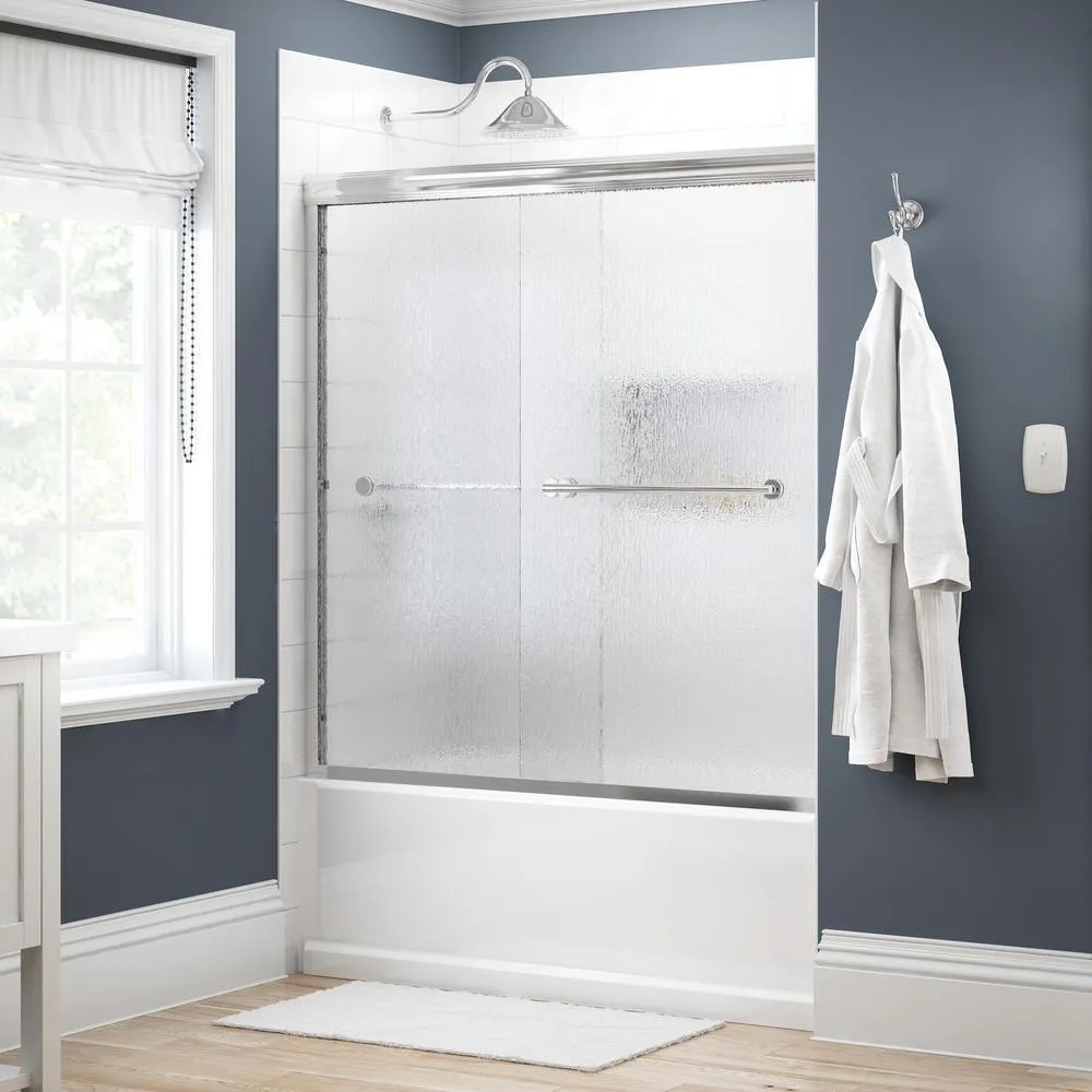 Crestfield 60 in. x 58-1/8 in. Semi-Frameless Traditional Sliding Bathtub Door in Bronze with Transition Glass, photo 41 of 67
