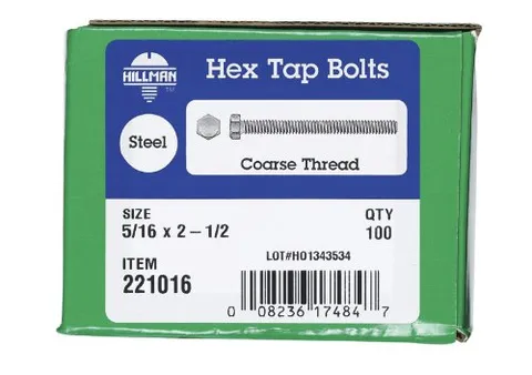 5/16 × 2-1/2 in Zinc-Plated Hex Tap Bolts (100)