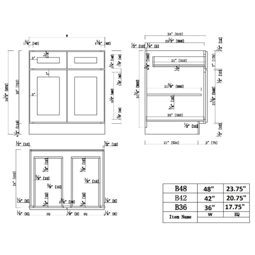 Design House Brookings 36-in W x 34.5-in H x 24-in D White Maple L-shaped 2-Drawers Base Fully Assembled Plywood Cabinet (Recessed Panel Shaker Style), photo 11 of 20
