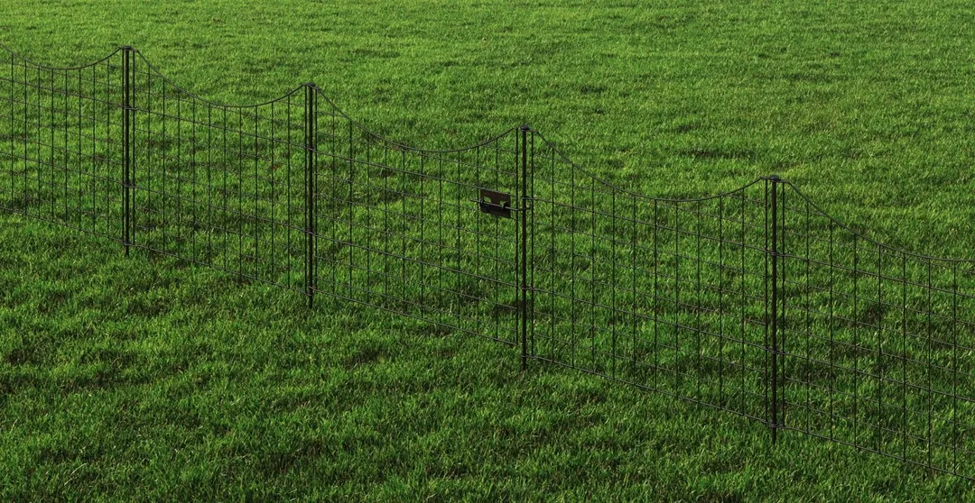 Zippity Outdoor Products 4 Panels 1 Gate 2-ft H x 2-ft W Black Galvanized Iron Scallop No Dig Garden Fence Gate Kit, photo 7 of 9