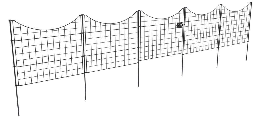 Zippity Outdoor Products 4 Panels 1 Gate 2-ft H x 2-ft W Black Galvanized Iron Scallop No Dig Garden Fence Gate Kit, photo 6 of 9