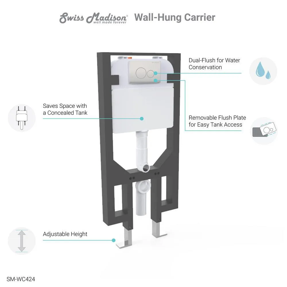 Concealed In-Wall Toilet Carrier System 2 in. x 4 in. for Wall-Hung 1.28 GPF Dual Flush Toilet Tank Only in Black, photo 2 of 6