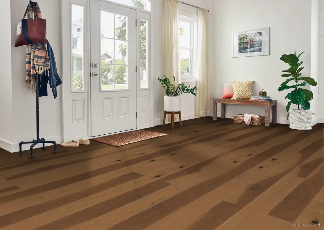 Bruce Nature of Wood Plus Warm Comfort White Oak 6-1/2-in W x 7/16-in T x Varying Length Wirebrushed Engineered Hardwood Flooring (30.37-sq ft / Carton), photo 2 of 6