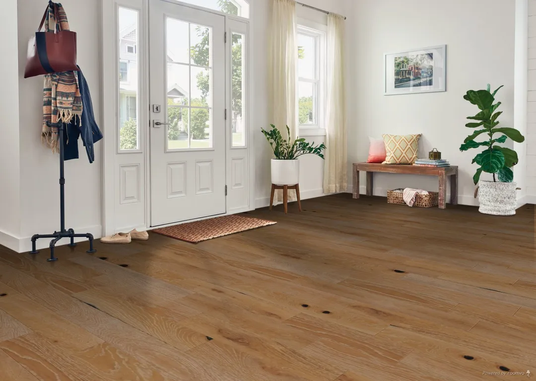 Bruce Nature of Wood Plus Rustic Warmth White Oak 6-1/2-in W x 7/16-in T x Varying Length Wirebrushed Engineered Hardwood Flooring (30.37-sq ft / Carton), photo 2 of 12
