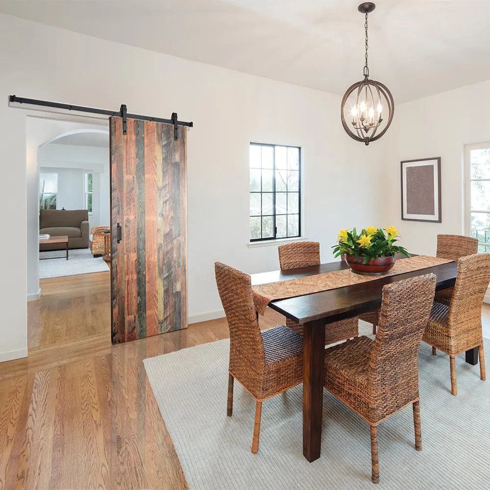 43 in. x 84 in. Antique Bourbon Pine 8215-12 Solid Core Wood Flush Barn Door with Sliding Door Hardware Kit, photo 6 of 6