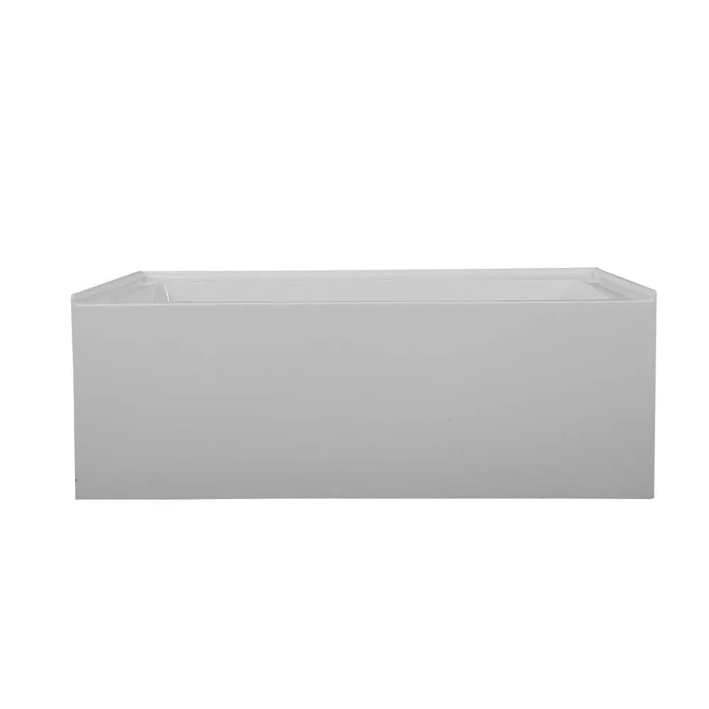 CASAINC 59.76 in. Left-Hand Acrylic Center Drain Rectangular Alcove Bathtub in White, photo 3 of 8