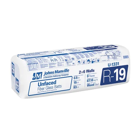 R-19 Unfaced Fiberglass Batt Insulation for 2x6 Walls