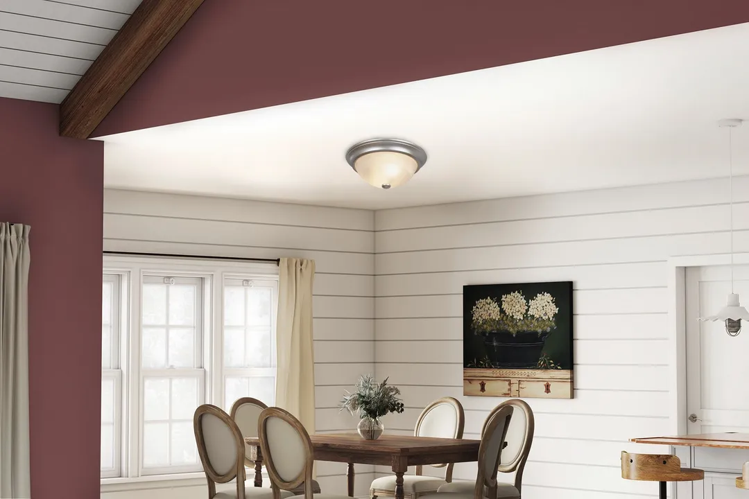 Project Source 2-Pack 13-in Satin Nickel Traditional Flush Mount Light, photo 10 of 15