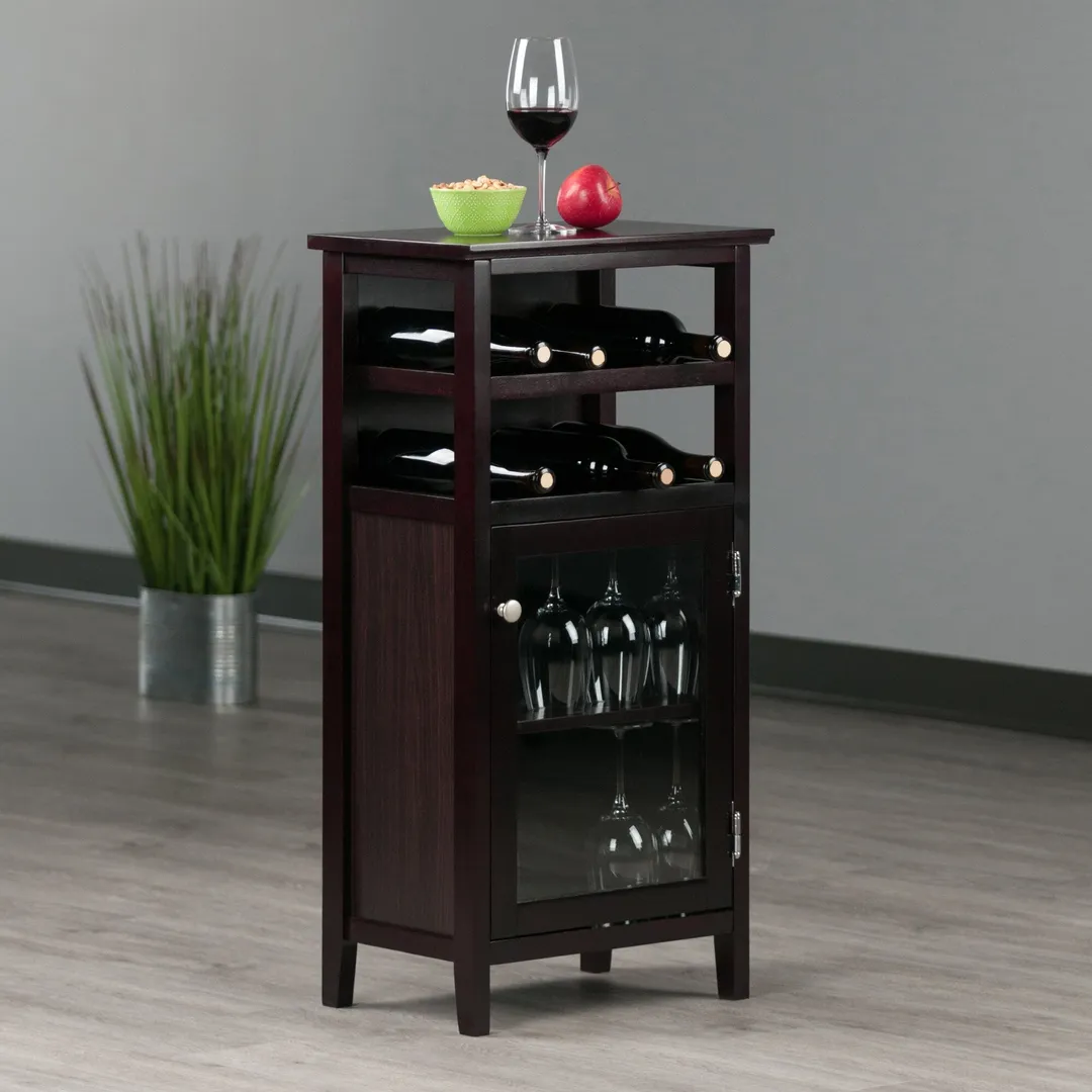 Winsome Wood 8-Bottle Espresso Wood Wine Cabinet, photo 7 of 10