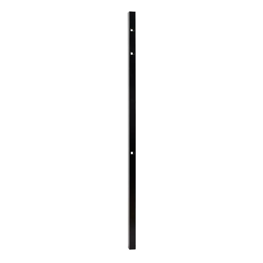 Fortress Building Products Athens 6-ft H x 2-in W Gloss Black Aluminum Spaced Picket Flat-top Privacy Line Fence Post, photo 2 of 6