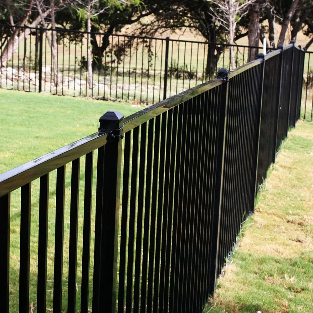 Fortress Building Products Versai 4-ft H x 8-ft W Gloss Black Steel Spaced Picket Flat-top Privacy Fence Panel, photo 4 of 6