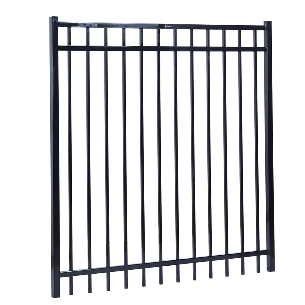 Fortress Building Products Versai 5-ft H x 5-ft W Gloss Black Powder-coated Galvanized Steel Spaced Picket Flat-top Privacy Walk-thru Fence Gate, photo 2 of 6