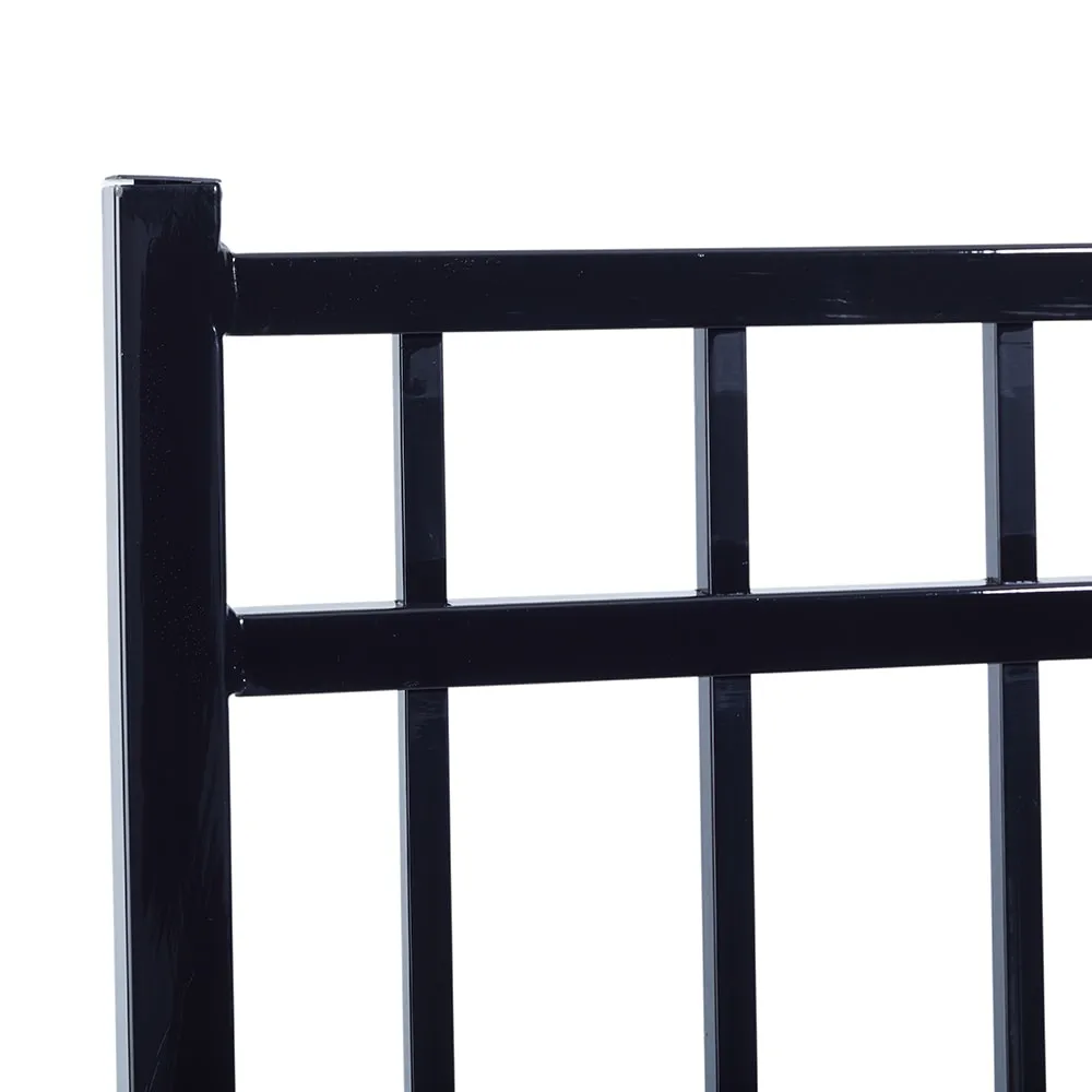 Fortress Building Products Versai 5-ft H x 5-ft W Gloss Black Powder-coated Galvanized Steel Spaced Picket Flat-top Privacy Walk-thru Fence Gate, photo 3 of 6