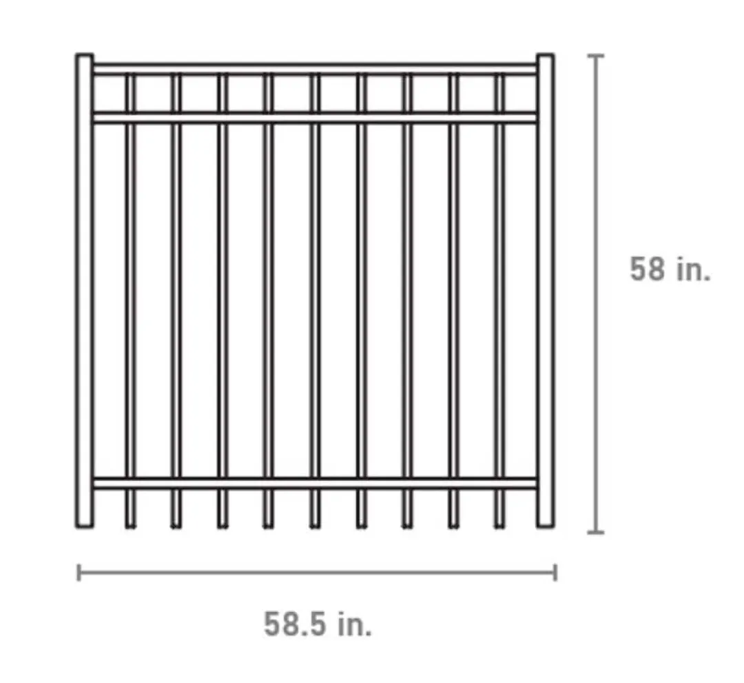 Fortress Building Products Versai 5-ft H x 5-ft W Gloss Black Powder-coated Galvanized Steel Spaced Picket Flat-top Privacy Walk-thru Fence Gate, photo 4 of 6