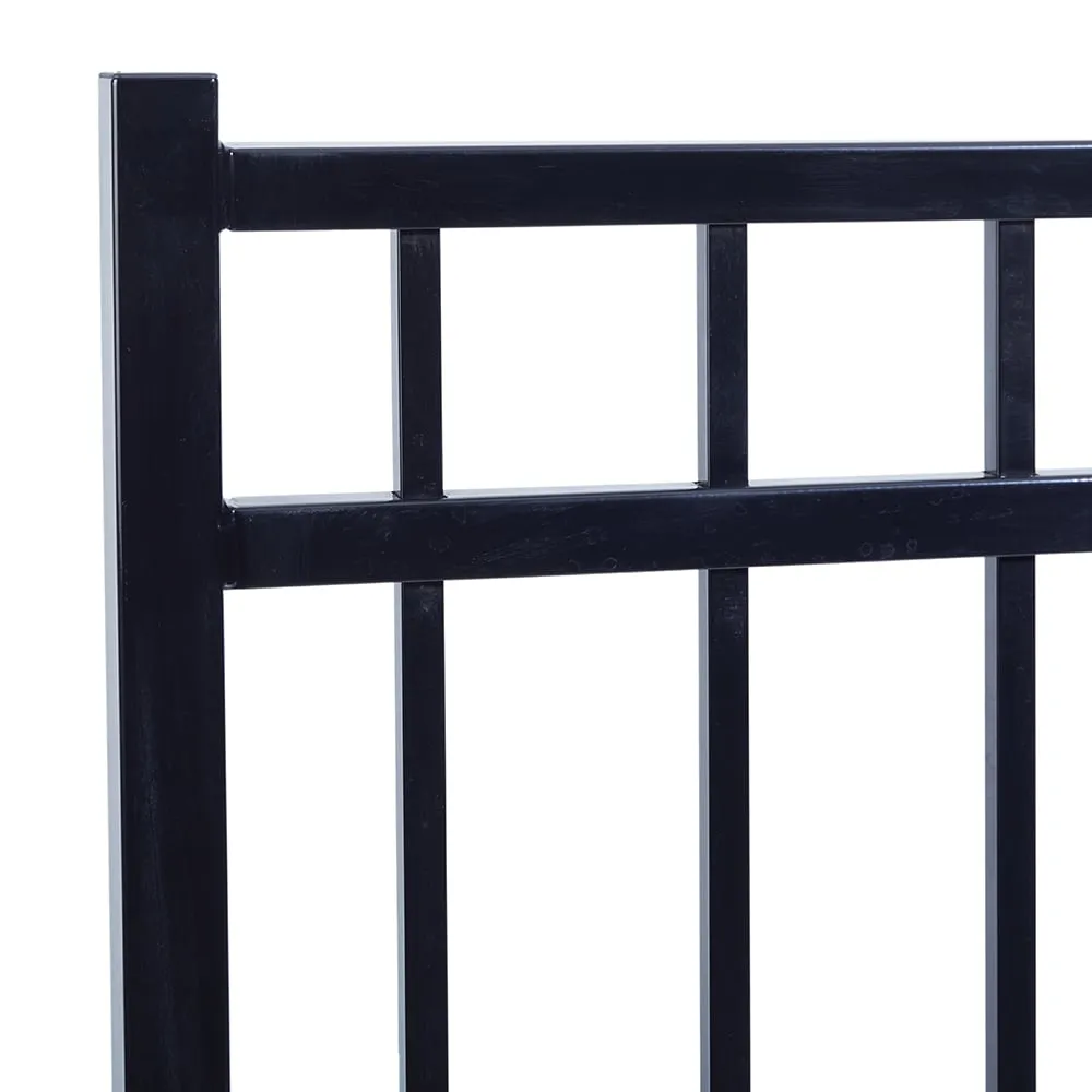 Fortress Building Products Versai 4-ft H x 5-ft W Gloss Black Powder-coated Galvanized Steel Spaced Picket Flat-top Privacy Walk-thru Fence Gate, photo 4 of 7
