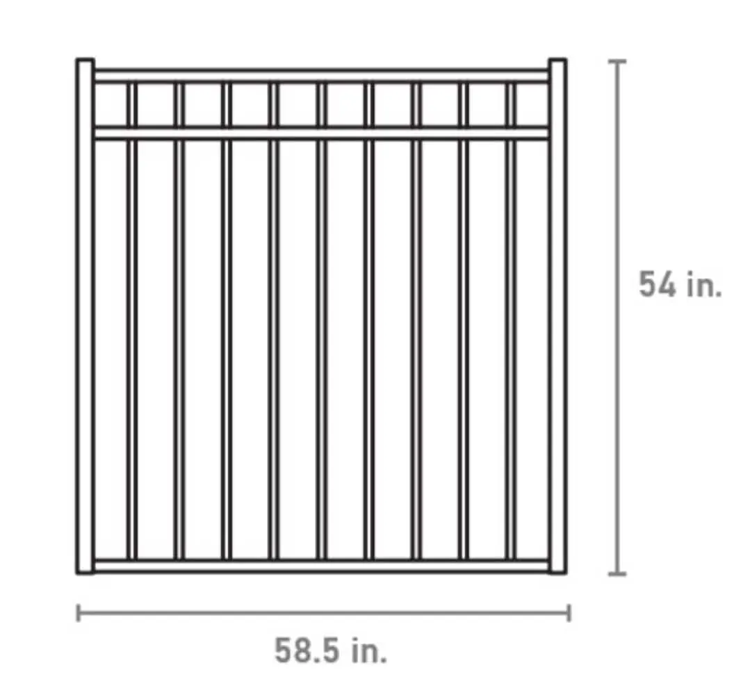Fortress Building Products Versai 5-ft H x 5-ft W Gloss Black Powder-coated Galvanized Steel Spaced Picket Flat-top Privacy Walk-thru Fence Gate, photo 4 of 6