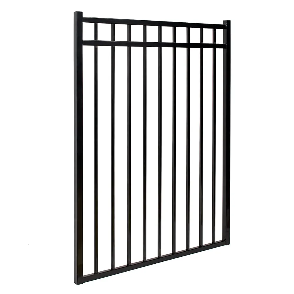Fortress Building Products Versai 5-ft H x 5-ft W Gloss Black Powder-coated Galvanized Steel Spaced Picket Flat-top Privacy Walk-thru Fence Gate, photo 2 of 6