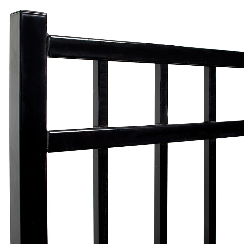 Fortress Building Products Versai 5-ft H x 5-ft W Gloss Black Powder-coated Galvanized Steel Spaced Picket Flat-top Privacy Walk-thru Fence Gate, photo 3 of 6