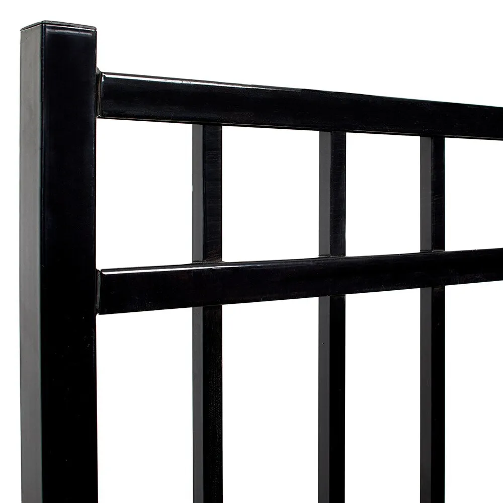 Fortress Building Products Athens 4-ft H x 4-ft W Gloss Black Powder-coated Aluminum Spaced Picket Flat-top Privacy Walk-thru Fence Gate, photo 3 of 6