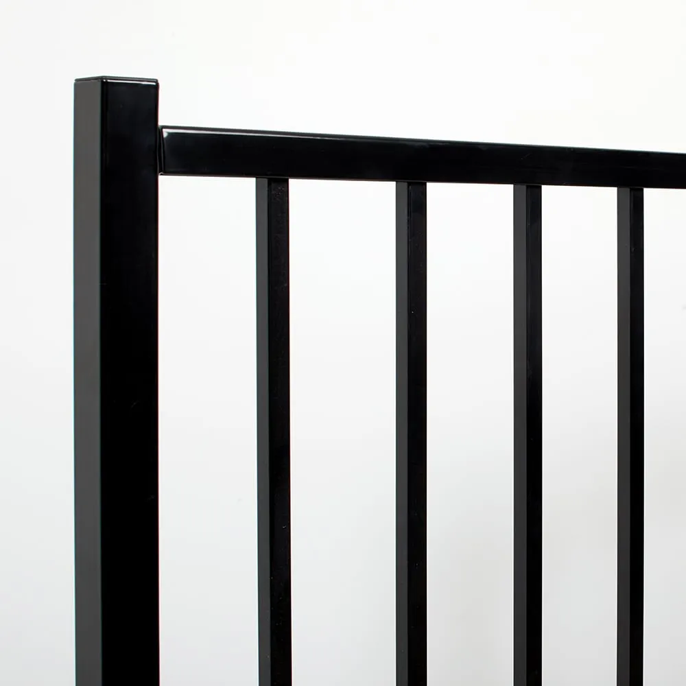 Fortress Building Products Versai 4-ft H x 4-ft W Gloss Black Powder-coated Galvanized Steel Spaced Picket Flat-top Privacy Walk-thru Fence Gate, photo 3 of 6