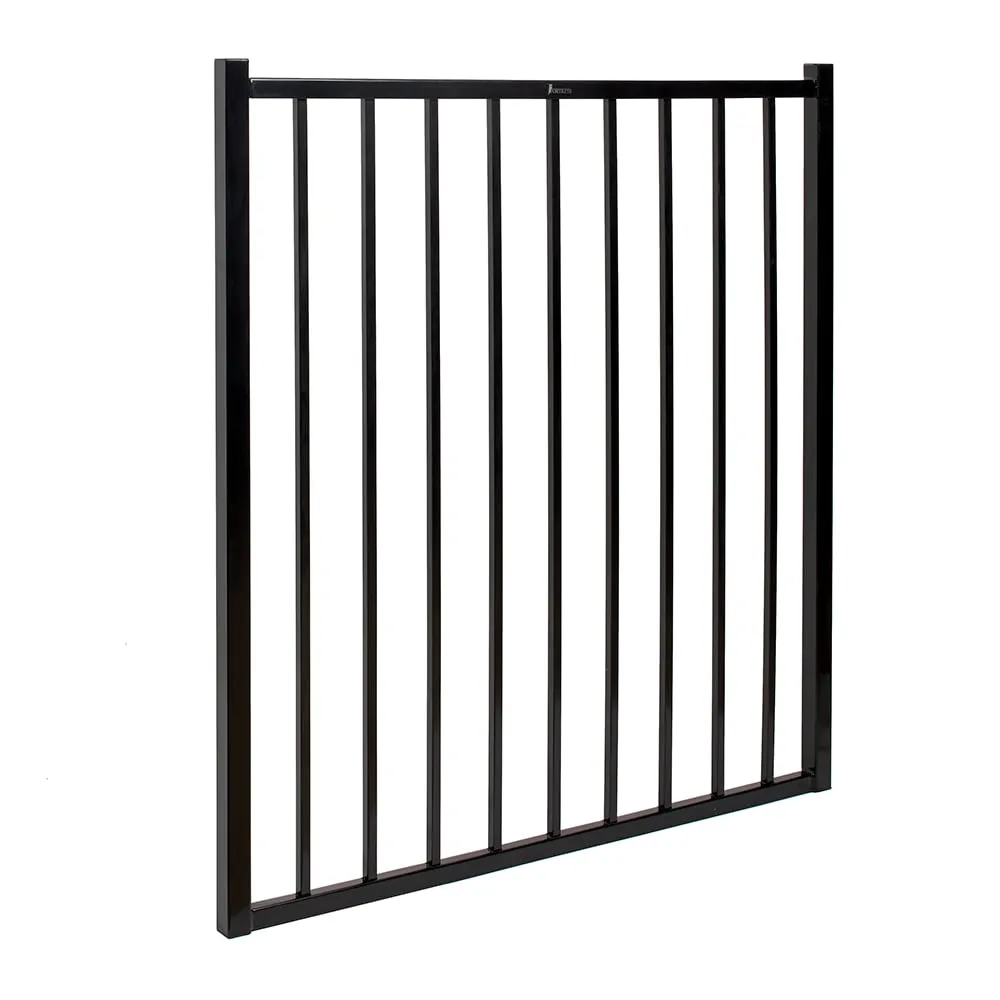 Fortress Building Products Versai 4-ft H x 4-ft W Gloss Black Powder-coated Galvanized Steel Spaced Picket Flat-top Privacy Walk-thru Fence Gate, photo 2 of 6