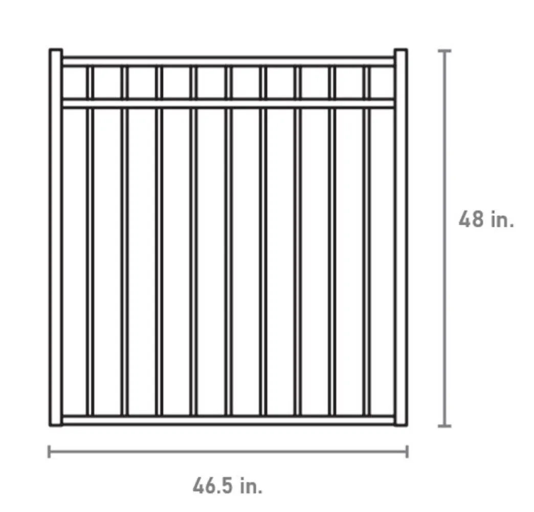 Fortress Building Products Athens 4-ft H x 4-ft W Gloss Black Powder-coated Aluminum Spaced Picket Flat-top Privacy Walk-thru Fence Gate, photo 4 of 6