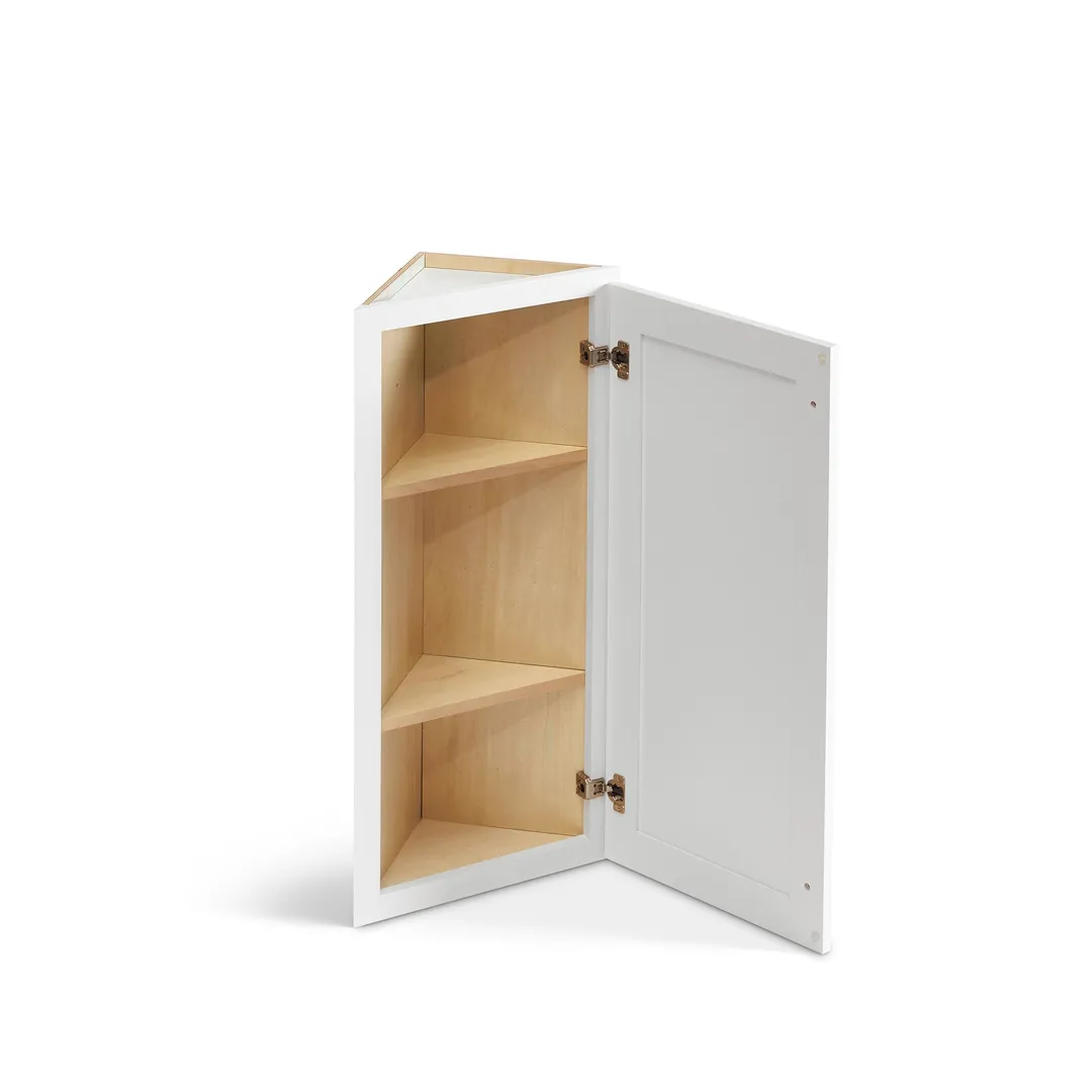 Valleywood Cabinetry Pure White 12-in W x 42-in H x 12-in D Pure White Birch Diagonal Corner Wall Ready To Assemble Plywood Cabinet (Flat Panel Shaker Style), photo 2 of 10