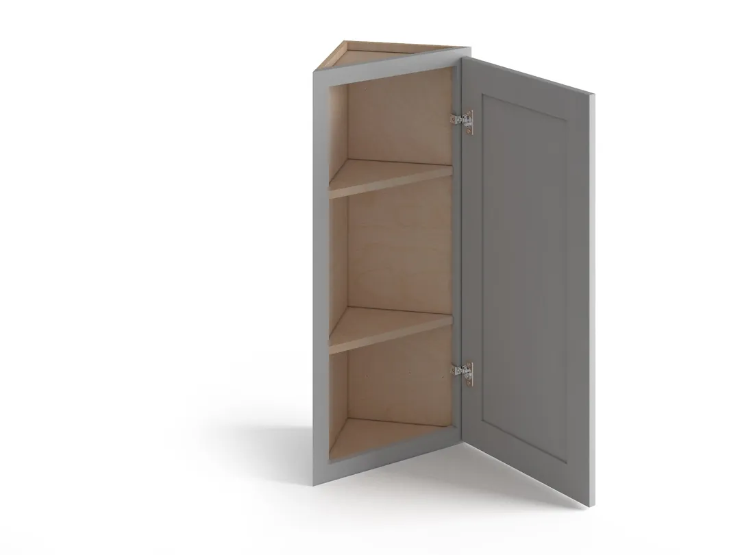Valleywood Cabinetry Proper Gray 12-in W x 36-in H x 12-in D Proper Gray Birch Diagonal Corner Wall Ready To Assemble Plywood Cabinet (Flat Panel Shaker Style), photo 2 of 10