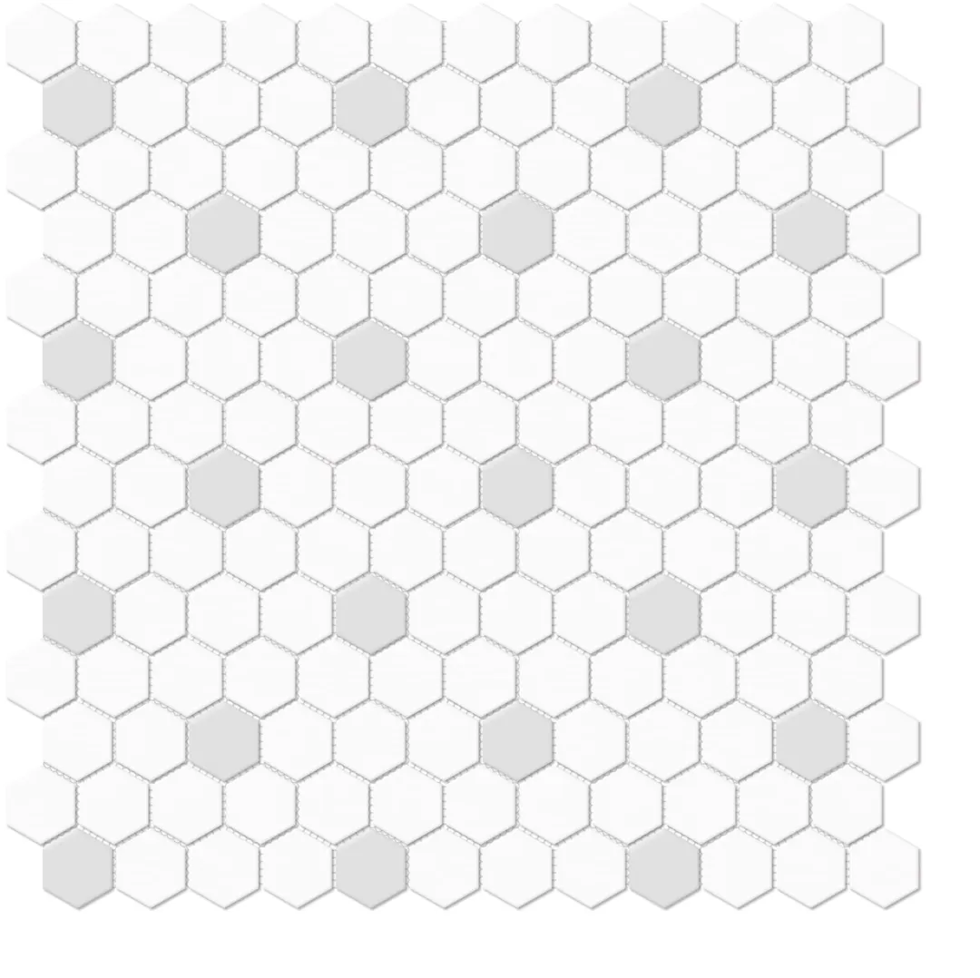 Satori Hudson Brilliant White and Gray 10-in x 12-in Matte Porcelain Hexagon Mosaic Floor and Wall Tile (0.82-sq. ft/ Piece), photo 3 of 9