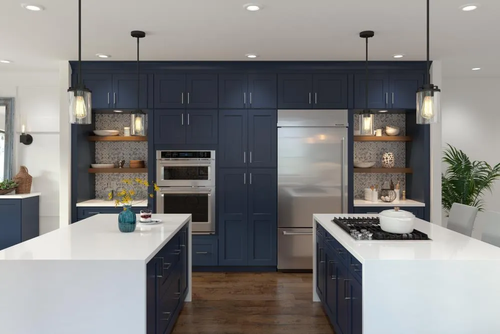 allen + roth Port 33-in W x 34.5-in H x 24-in D Navy Lazy Susan Corner Base Fully Assembled Cabinet (Flat Panel Shaker Style), photo 16 of 19