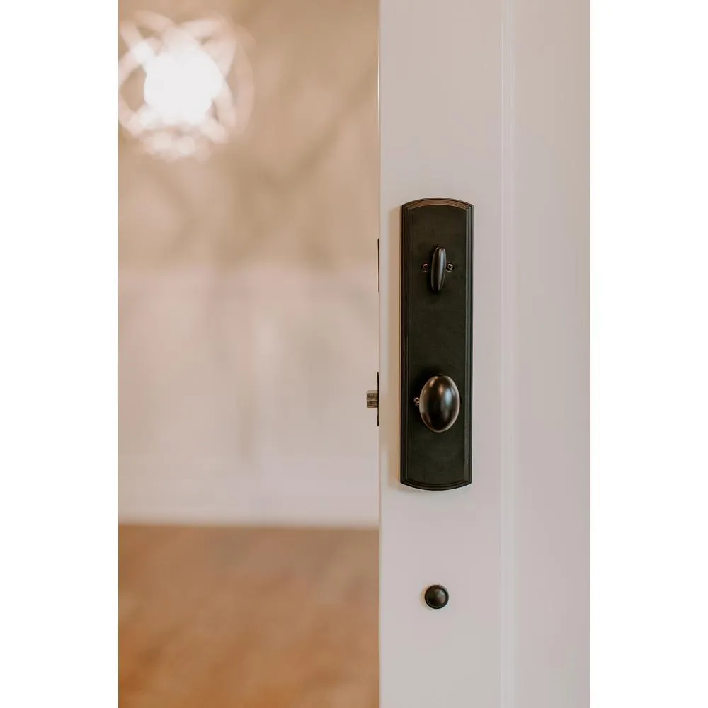 Briona Black Single Cylinder Deadbolt Entry Door Handleset with Santo Mushroom Style Interior Knob, photo 4 of 4